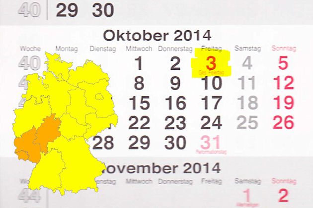 Verkaufsoffener Feiertag am 03.10.2014 in Hessen, Rheinland-Pfalz und